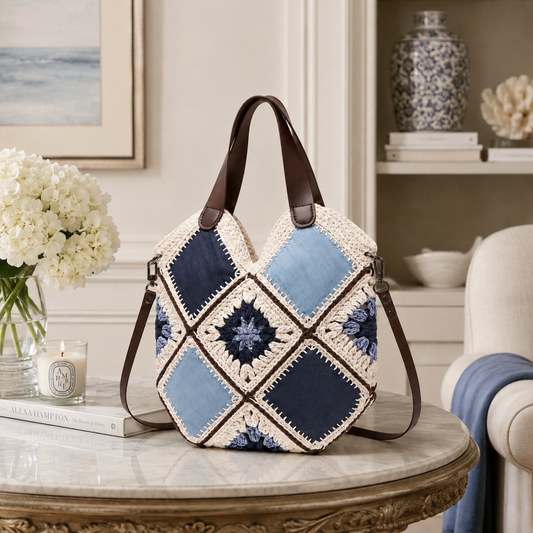 Saraya handmade patchwork crochet shoulder bag - alternate view