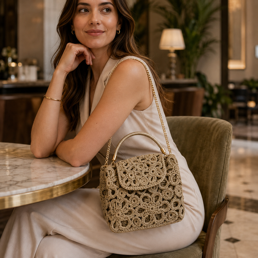 Orlena hand-crocheted top-handle bag - alternate view