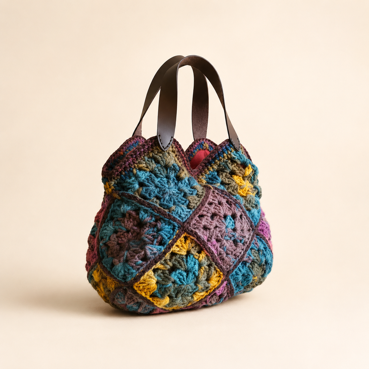 Kaleira hand-crocheted patchwork bag