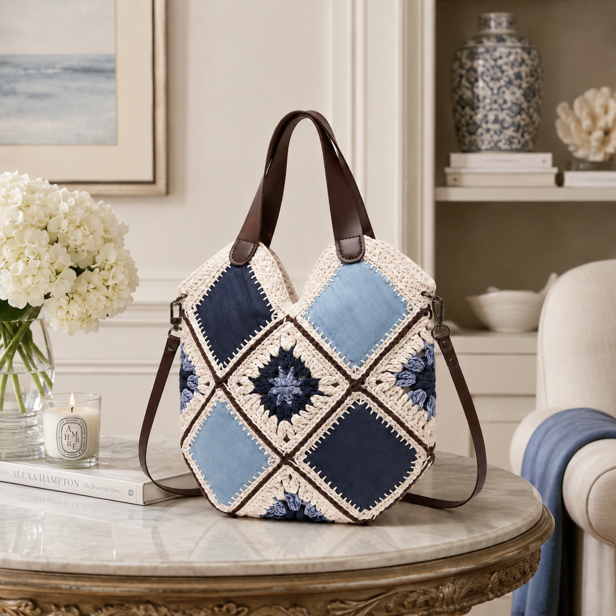 Saraya handmade patchwork crochet shoulder bag - alternate view